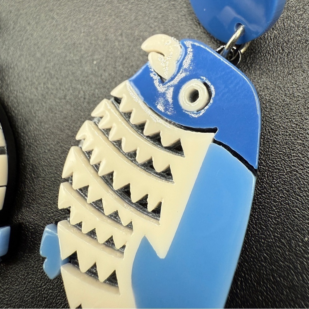 Blue Parrot Chunky Acrylic Bird Earrings - Picture 5 of 10